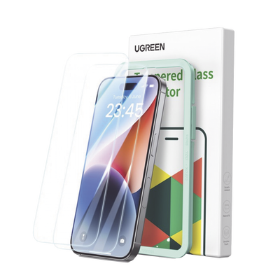 UGREEN - Protector de pantalla UGREEN HD con marco de instalación para iPhone 16 Pro (paquete de 2)