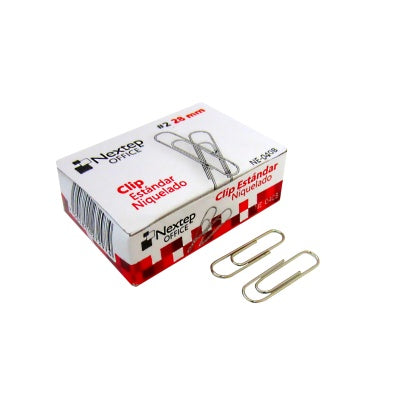 NEXTEP SOLUCIONES - Clip Nextep Estándar Niquelado #2 28mm C/10 100 Clips c/u