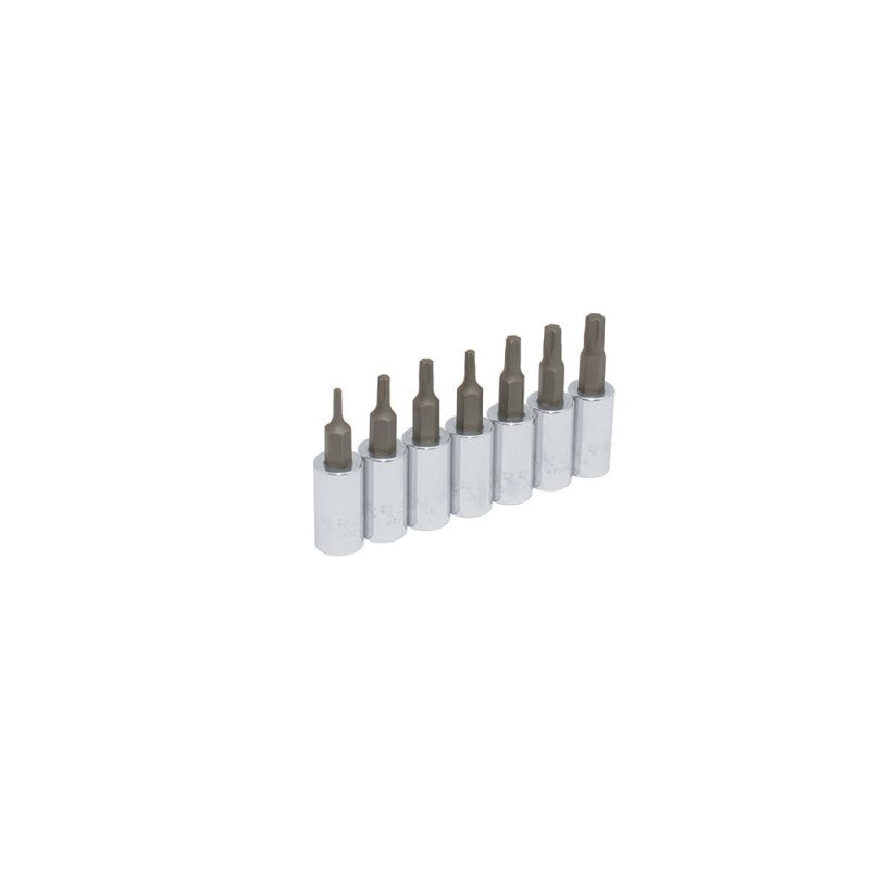 Juego de 7 dados punta Torx® 1/4 pulgadas en riel