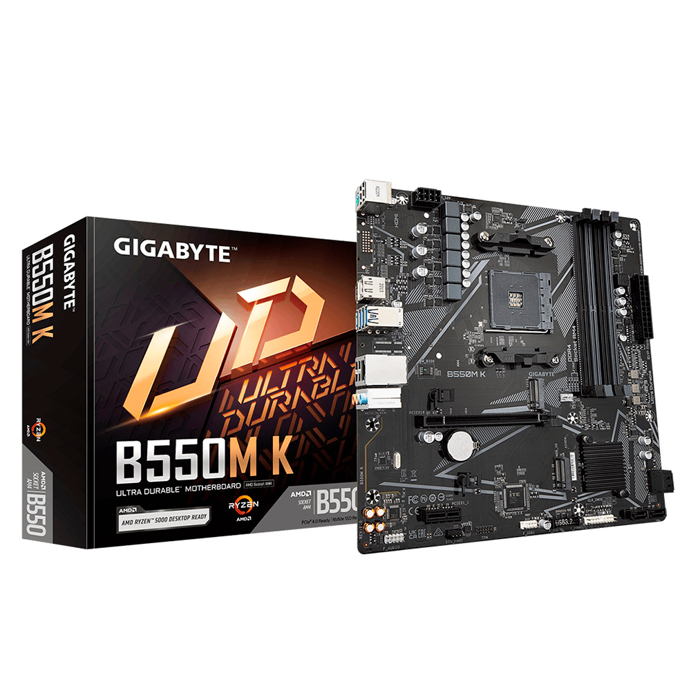 GIGABYTE - Tarjeta Madre Gigabyte B550M K 4xDDR4 128GB 4733Mhz PCIe 4.0 M.2 HDMI DP S AM4 Ryzen mATX
