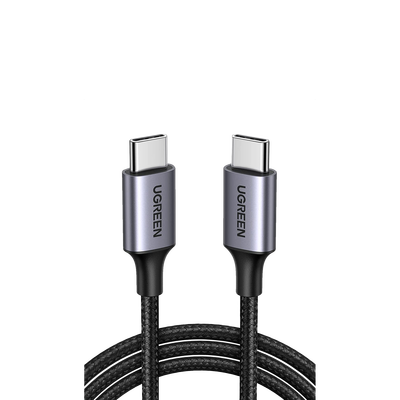 UGREEN - Cable USB-C a USB-C | 2 Metros (6.56 Pies) | Transferencia de Datos de 480 Mbps | Carga Rápida de Hasta 60W | QC 4.0/3.0/2.0 | PD3.0 | FPC | AFC | Protección Integrada | Caja de Aluminio | Nylon Trenzado | Color Negro