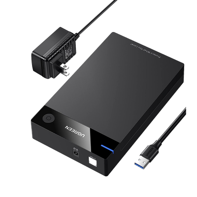 UGREEN - Carcasa de Disco Duro para  3.5" y  2.5" (Enclosure) | Con Cable USB 3.0 | Para HDD 3.5" / SSD 2.5" | SATA I/II/III | UASP | Hasta 16 TB | Compatible con Windows, Linux, Mac OS | No Requiere Controlador | Cable 1m | Incluye Adaptador d