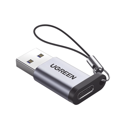 UGREEN - Adaptador USB 3.0 Macho a USB-C 3.1 Tipo C Hembra |Carga y Sincronización de Datos | Admite Corriente de 3A | Transferencia de hasta 5 Gbps | Amplia Compatibilidad | Chip VL160 | Caja de Aluminio | Color Gris