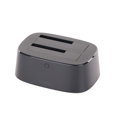 UGREEN - Base USB 3.0 para Disco Duro de Doble Bahía | Soporta Discos SATA de 2.5' & 3.5´ | Soporta discos de 12TB | Compatible con UASP, SATA 3.0 | Con adaptador de corriente 12V3A | Cable USB 1M | Alta Velocidad | Modo Clonación.