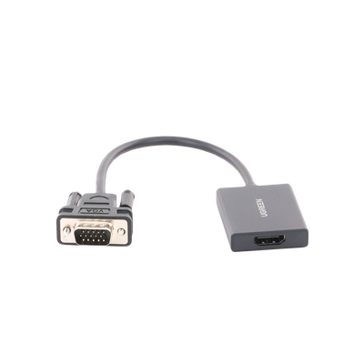UGREEN - VGA Macho / Salida: HDMI Hembra / Resolución de 1080P@60Hz / Puerto Estéreo de 3.5 mm / Plug and Play, Sin Controlador / Longitud del Cable 15 cm (5.91 Pulgadas). / Incluye Cable de Alimentación USB / Incluye Cable de Audio de 3.5mm.