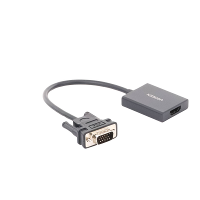 UGREEN - VGA Macho / Salida: HDMI Hembra / Resolución de 1080P@60Hz / Puerto Estéreo de 3.5 mm / Plug and Play, Sin Controlador / Longitud del Cable 15 cm (5.91 Pulgadas). / Incluye Cable de Alimentación USB / Incluye Cable de Audio de 3.5mm.