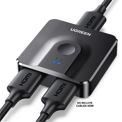 UGREEN - Switch/Divisor HDMI 4K 60Hz (Splitter) | Bidireccional (2 Entradas 1 Salida/1 Entrada 2 Salidas | Switch Conmutable | Led Indicador | 3D | HDR | Dolby Atmos | Potente Chip IC | Diseño Compacto | No Requiere Energía