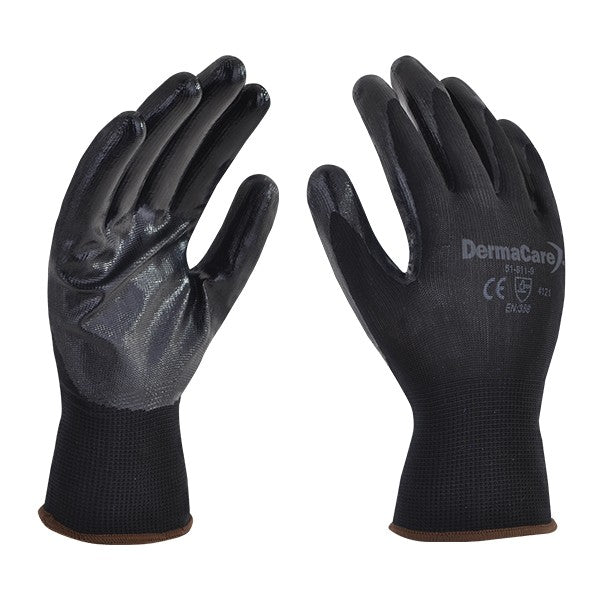 GUANTE POLIESTER NEGRO C/PAL NITRILO S 5