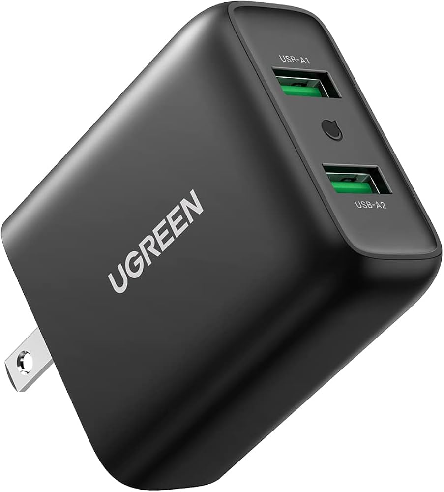 UGREEN - Cargador dual de 36W / 2 Puertos USB-A / Qualcomm Quick Charge 3.0/ Carga Rápida / Tamaño Compacto / Enchufe Plegable / Chip Inteligente