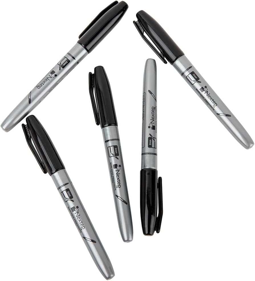 NEXTEP SOLUCIONES - Bundle Marcador Permanente Nextep Punta Fina 2mm Negro C/12 Cont. 2 Piezas