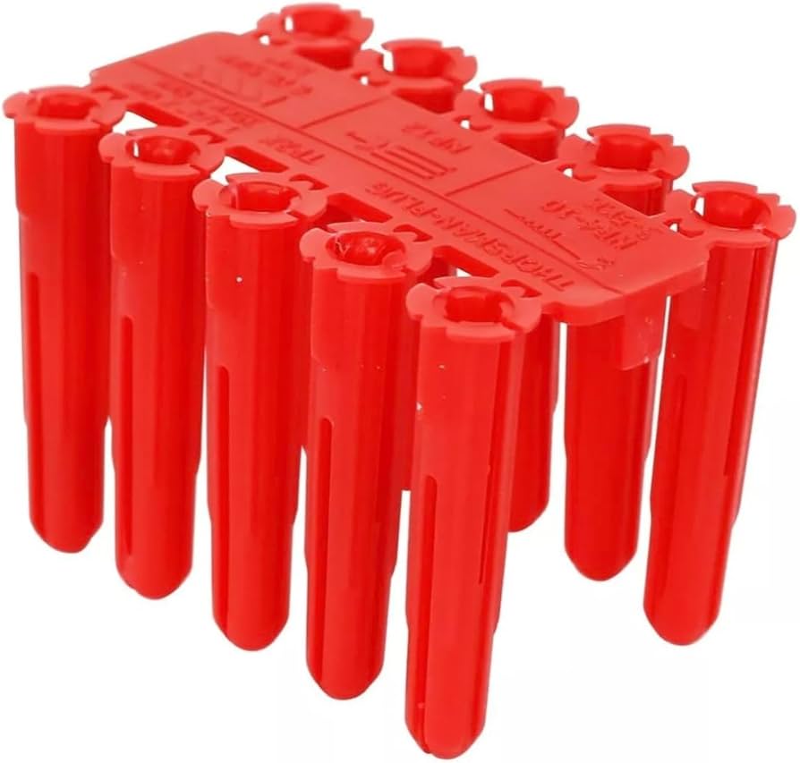 THORSMAN - Paquete Con 10 Taquetes Rojos de 1/4" y 10 tornillos 10 x 1 1/2" (4.82 x 38 mm) (1103-05002)