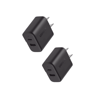 UGREEN - Cargador rápido de 20 W y 2 puertos, paquete de 2, negro, EE. UU.