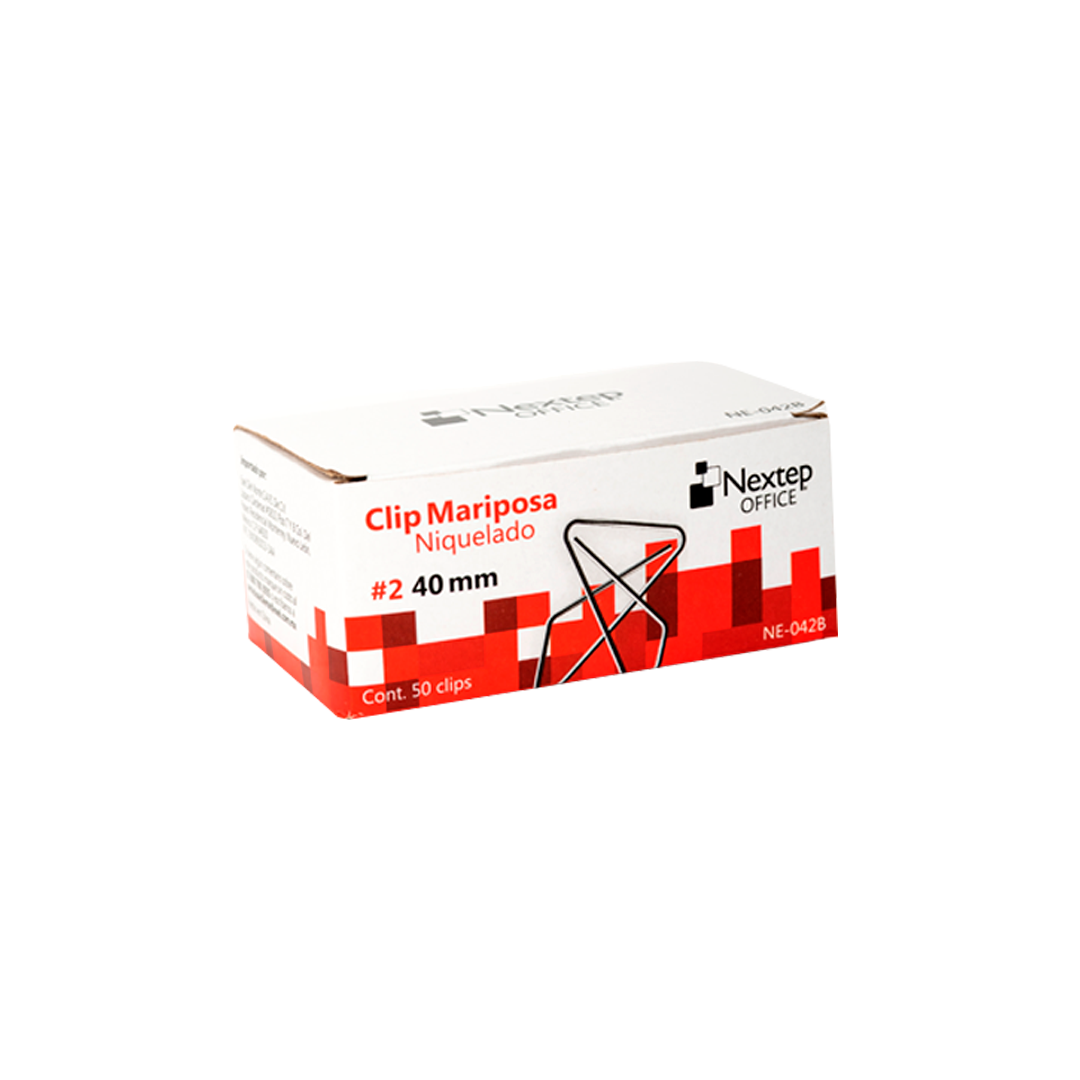 NEXTEP SOLUCIONES - Clip Nextep Mariposa Niquelado #2 40mm 50 Clips