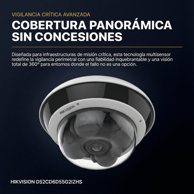 HIKVISION - PanoVu Series / Vista Panorámica 360º / 4 Lentes Mot. 2.8 a 8 mm (5 Megapixel por Lente) + 1 Vista Fisheye (2 Megapixel) / 22 Megapixel en Total / DARKFIGHTER / ACUSENSE / Exterior IP67 / IK10 / NEMA 4X / PoE+ / 30 mts IR / Micro SD