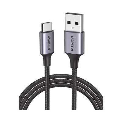 UGREEN - Cable USB-A a USB-C | 2 Metros (6.56 Pies) | Transferencia de Datos de 480 Mbps | Carga Rápida | QC 4.0/3.0/2.0 | FPC | AFC | Protección Integrada | Caja de Aluminio | Nylon Trenzado | Color Negro
