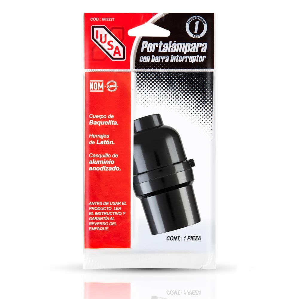 IUSA - Portalámpara con interruptor de barra