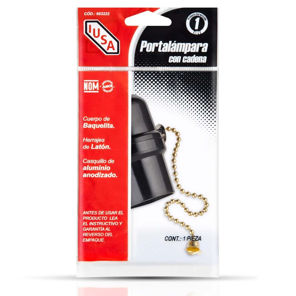 IUSA - Portalámpara con interruptor de cadena
