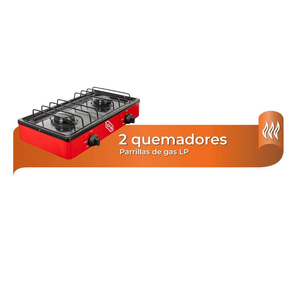 IUSA - Parrilla de gas con 2 quemadores iusa color rojo