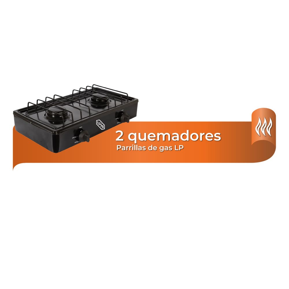 IUSA - Parrilla de gas con 2 quemadores iusa, color negro