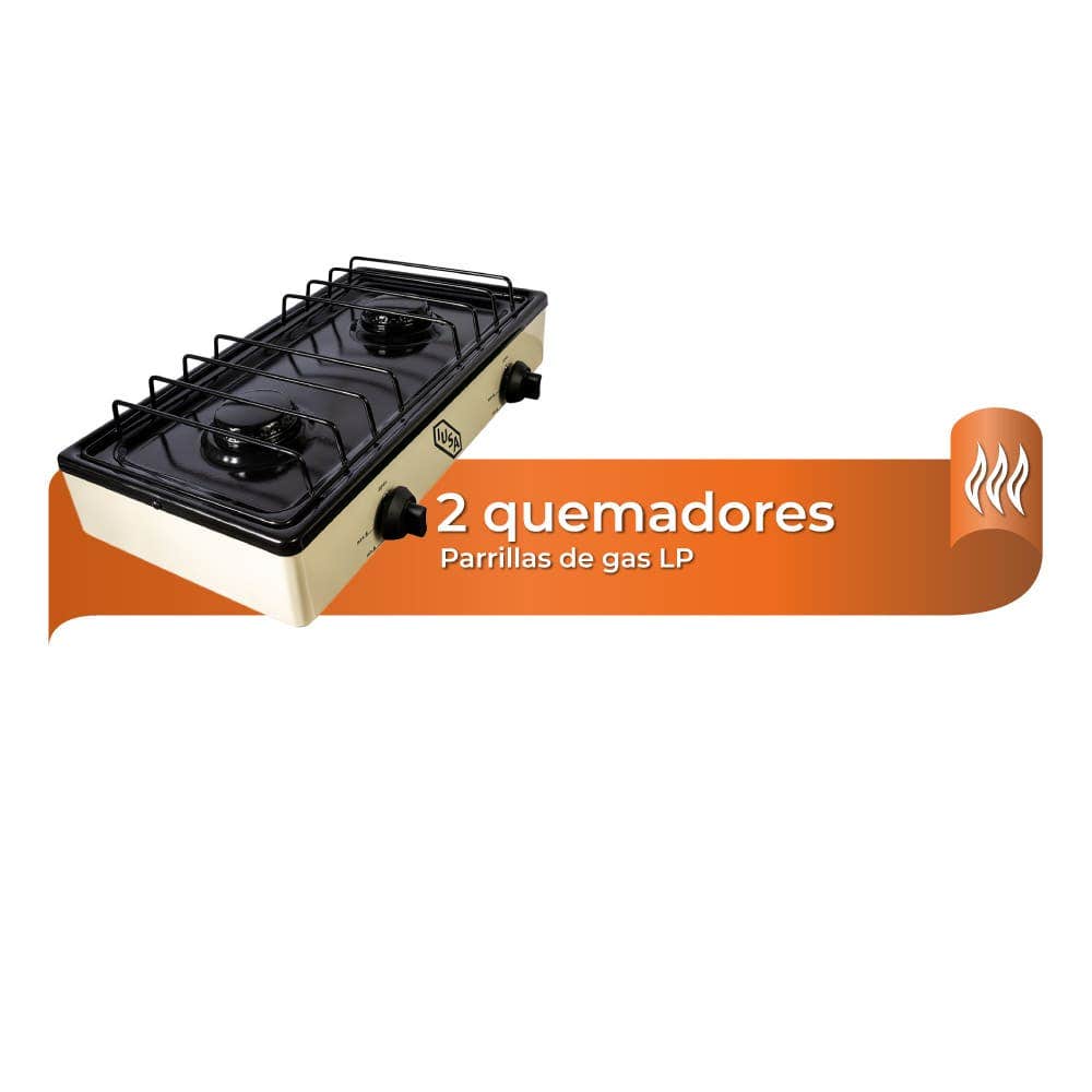 IUSA - Parrilla de gas con 2 quemadores iusa color avena