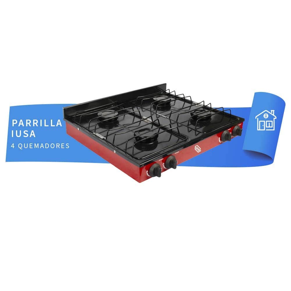 IUSA - Parrilla de gas con 4 quemadores iusa color rojo
