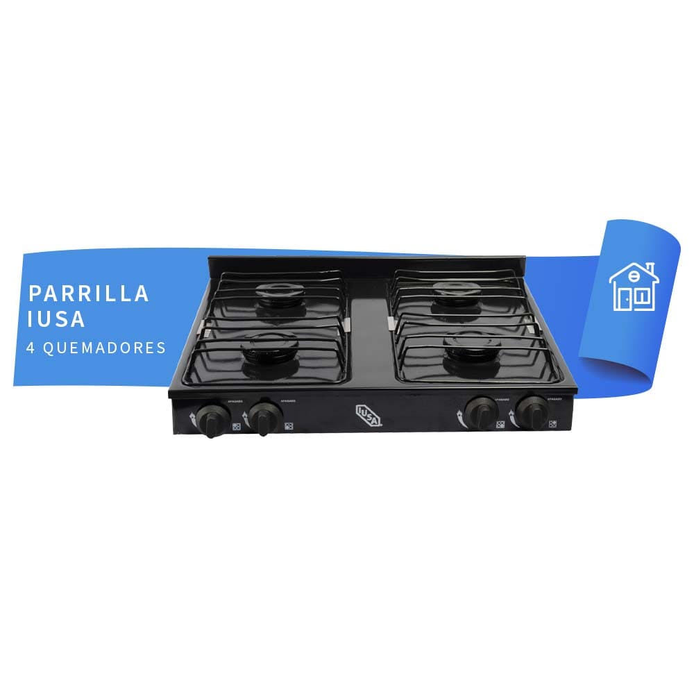 IUSA - Parrilla de gas con 4 quemadores iusa color negro