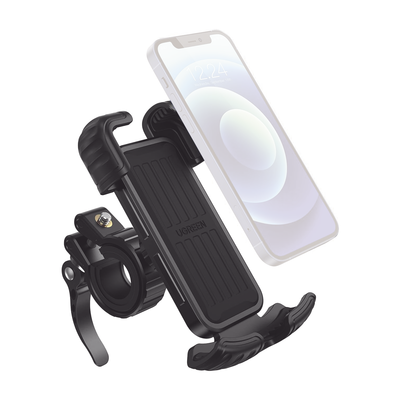 UGREEN - Soporte de Celular para Manillar de Motocicleta o Bicicleta / Anti Vibración / Protección de clip Antideslizante / Rotación de 360° / Bloqueo de Seguridad / Compatible con manillar de 0.6'' a 1.75'' / Soporta dispositivos de 4.6''
