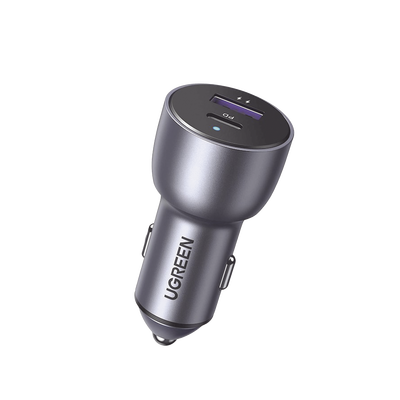 UGREEN - Cargador de Auto 52.5W | Puerto USB-A y USB-C | Carga Rápida | Compatible con Vehículos de 12 y 24 VCD | PD3.0 + QC3.0 | Chip Inteligente | Diseño Compacto Mayor Eficiencia Energética | Caja de Aluminio