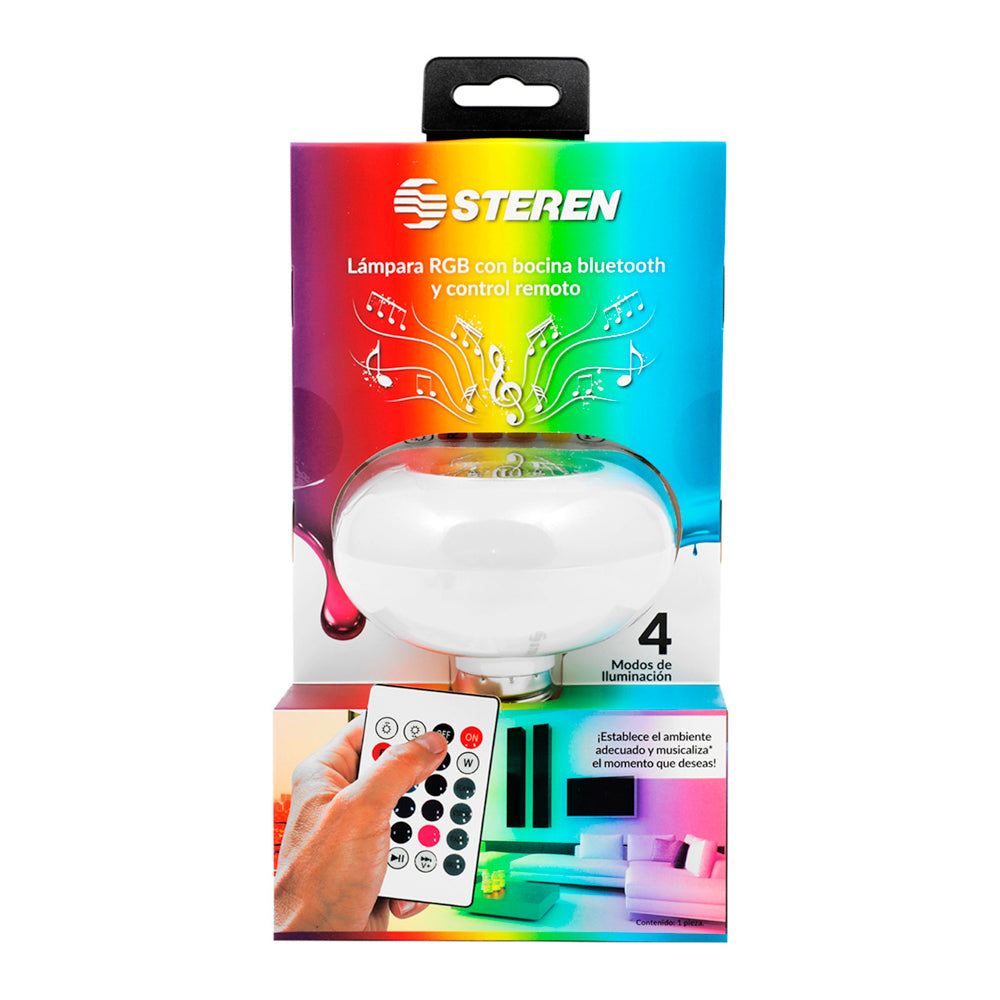 STEREN - Foco Steren LED RGB decorativo con bocina Bluetooth 6 W