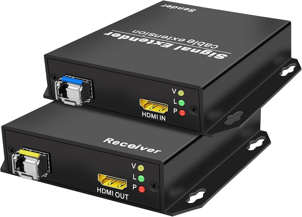 UGREEN - Kit de extensor HDMI por Fibra Óptica con KVM / HDMI + USB + IR / 4K@60Hz / 20KM / IR Bidireccional / PCM 2.0 – 3D / Incluye Módulos de FO / Adaptadores de Corriente