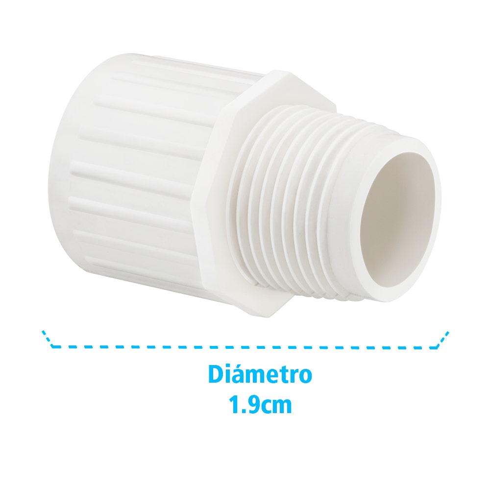 IUSA - Adaptador de pvc tipo macho 19 mm (3/4”)