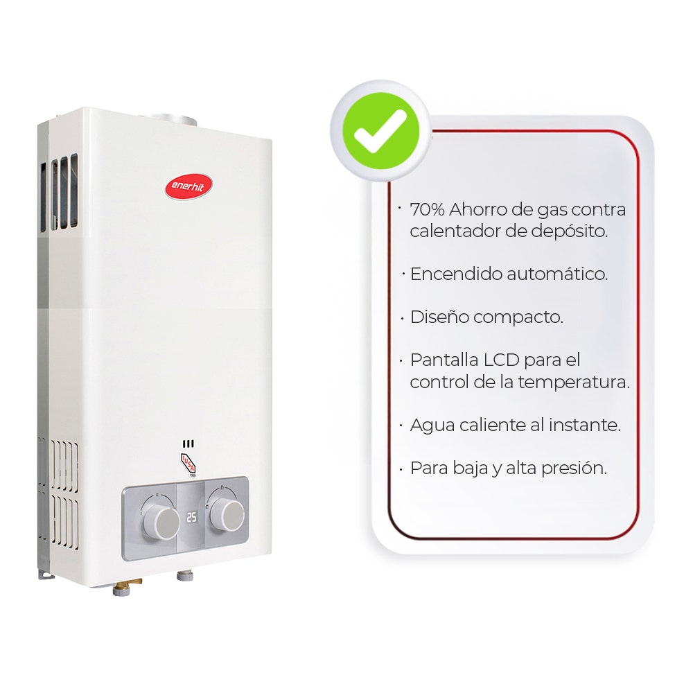IUSA - Calentador de agua instantáneo Enerhit 12 L para gas L.P.
