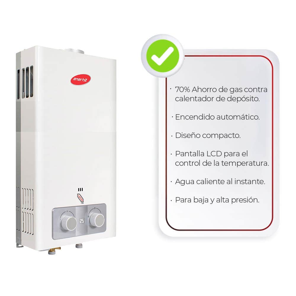 IUSA - Calentador de agua instantáneo Enerhit 12 L para gas Natural