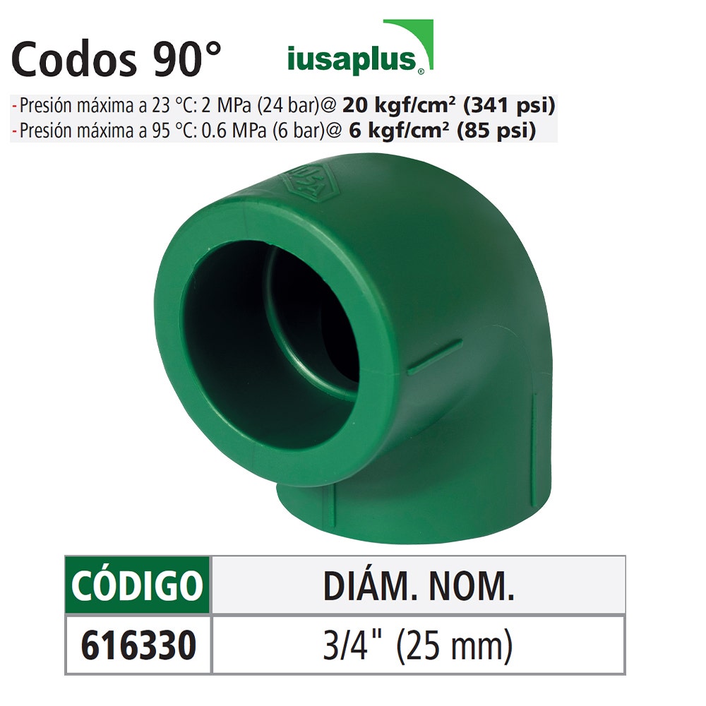 IUSA - Codo 90° de ppr 25 mm