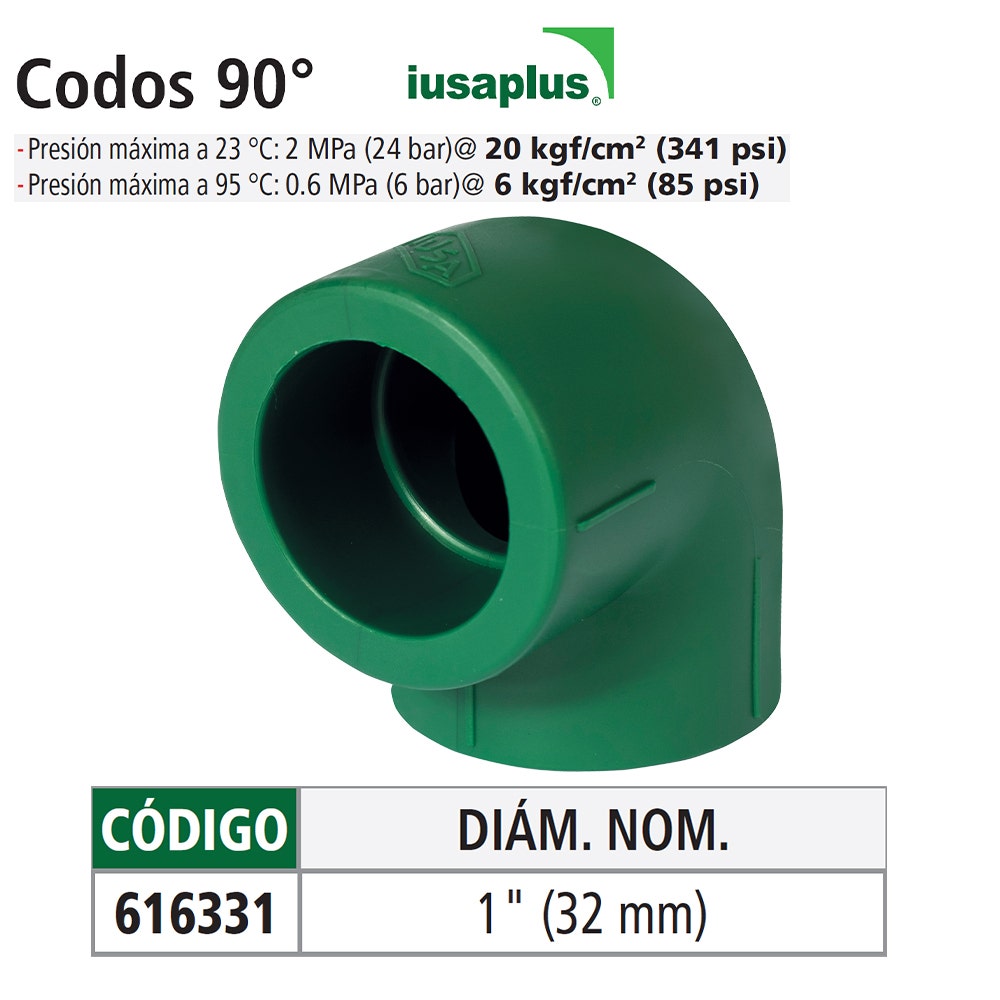 IUSA - Codo 90° de ppr 32 mm