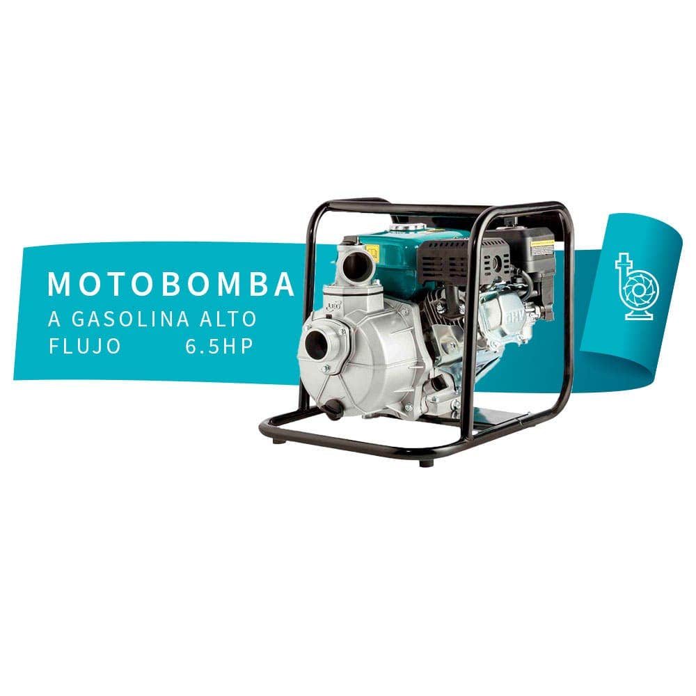 IUSA - Motobomba a gasolina 6.5 HP, 2” entrada/salida, IUSA