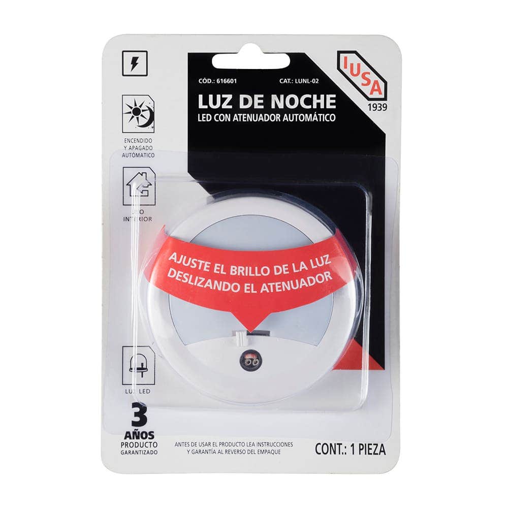 IUSA - Luz de Noche LED Con Atenuador y Fotocelda, IUSA