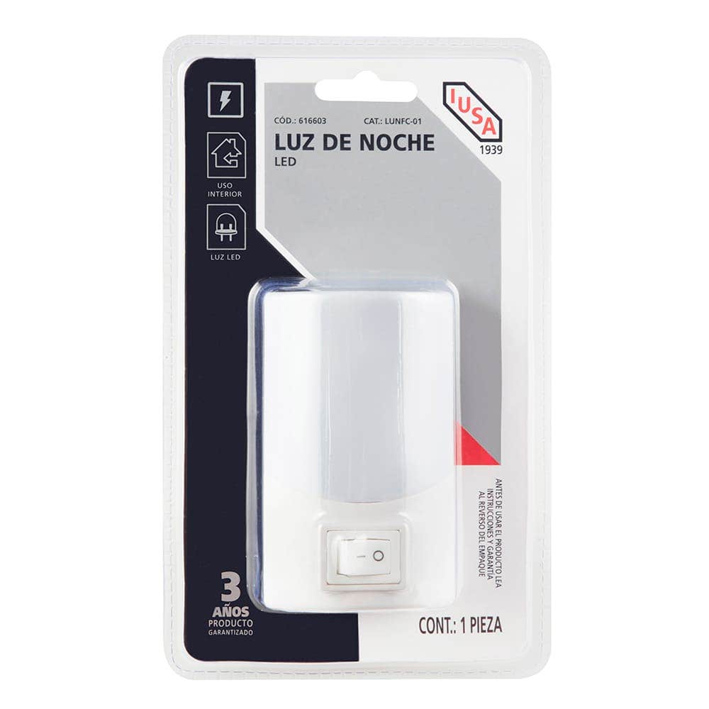 IUSA - Luz de Noche LED con Interruptor, 0.5 W, Para Interiores, IUSA