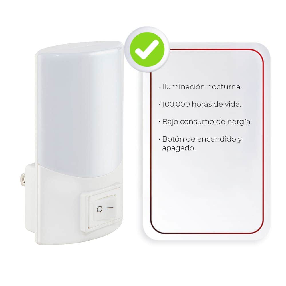 IUSA - Luz de Noche LED con Interruptor, 0.5 W, Para Interiores, IUSA