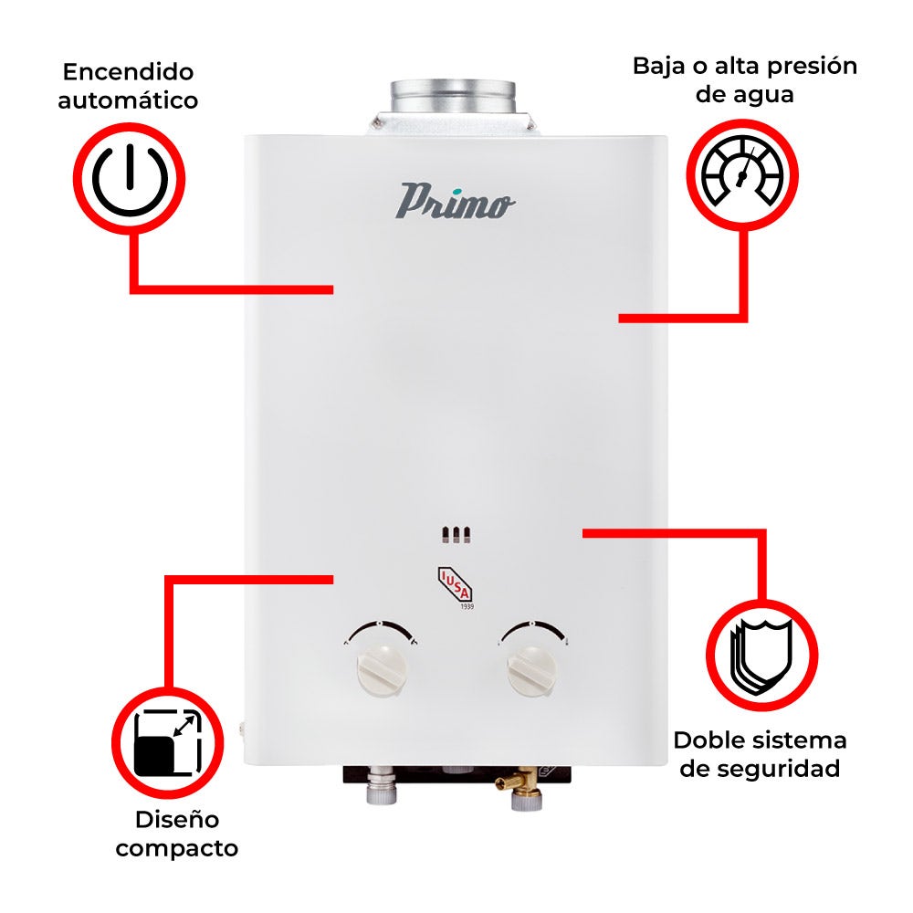 IUSA - Calentador de agua instantáneo 6 L/min Primo IUSA