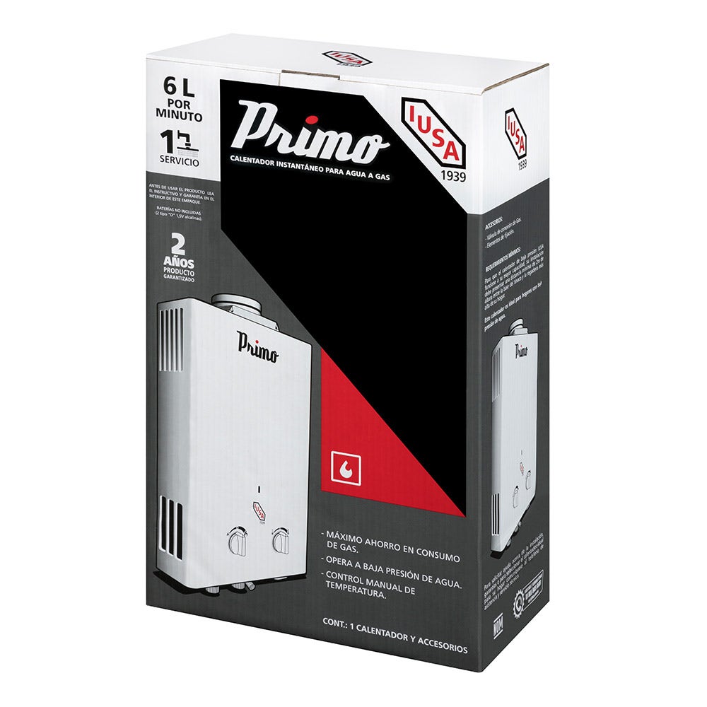 IUSA - Calentador de agua instantáneo 6 L/min Primo IUSA