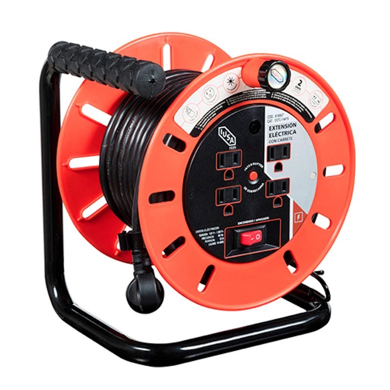 IUSA - Extensión eléctrica de carrete 15 m, Cal.14