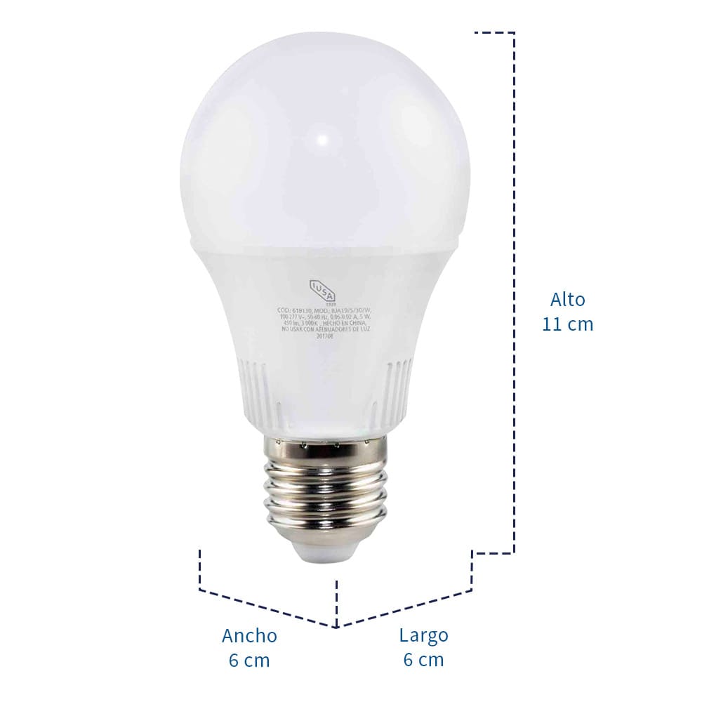 IUSA - Foco LED A-19 Luz Cálida 10 W, Base E26, IUSA