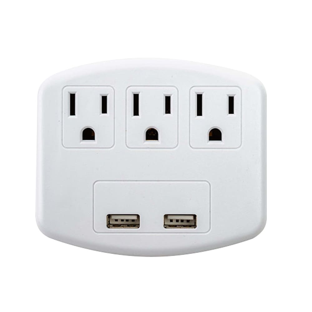 IUSA - Multicontacto con 3 entradas y 2 puertos USB