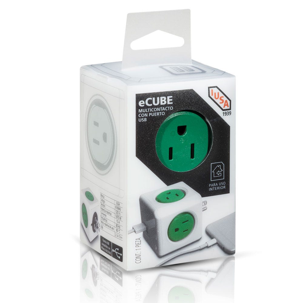 IUSA - Multicontacto ecube con 2 puertos USB