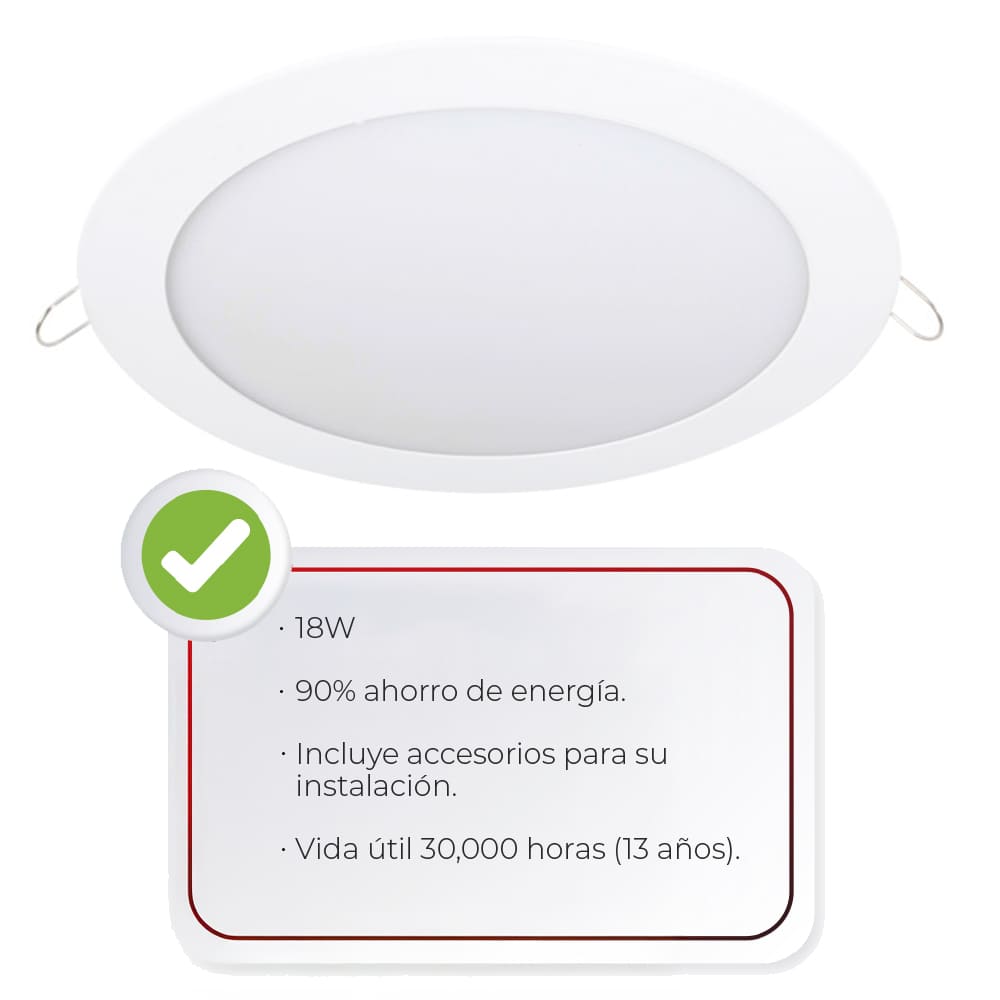 IUSA - Luminaria LED redonda fija, 1440 lm, luz blanca, IUSA