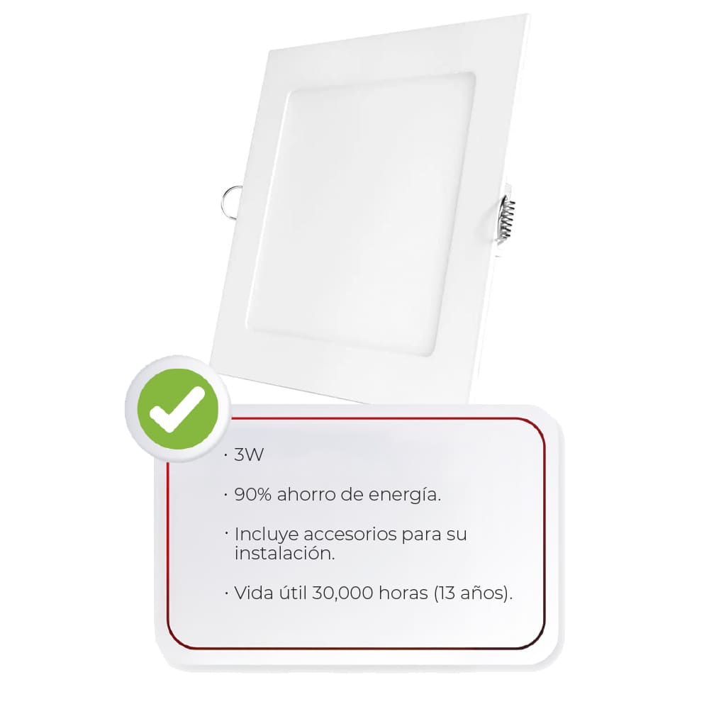 IUSA - Luminaria led cuadrada fija 180 lm luz blanca