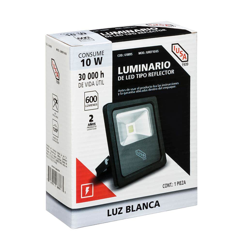 IUSA - Reflector LED 10 W, Luz Blanca 6500 K, IUSA