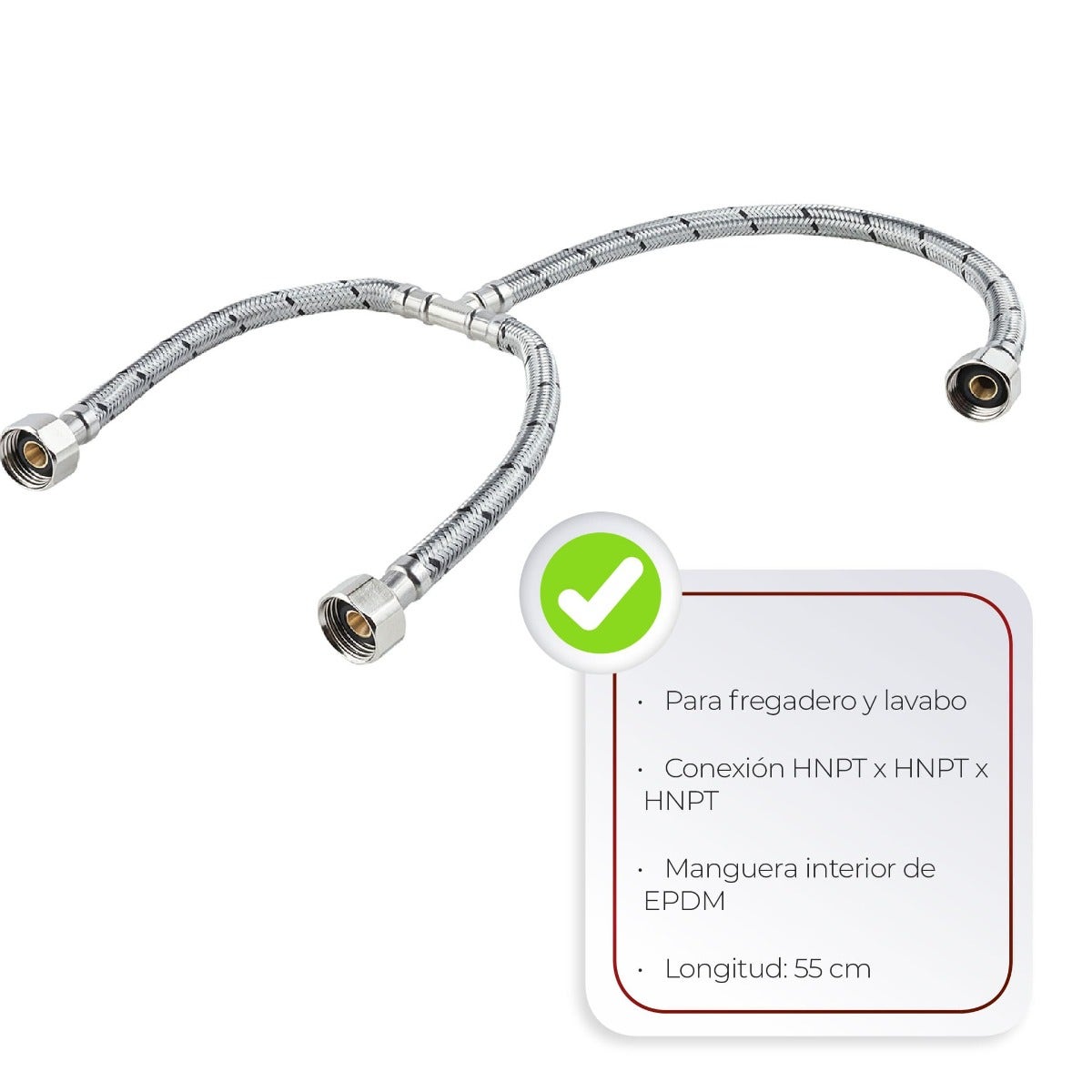 IUSA - Manguera flexible tee para fregadero y lavabo