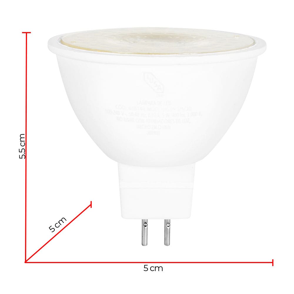 IUSA - Foco LED MR-16 GU5.3, luz cálida 5W, IUSA
